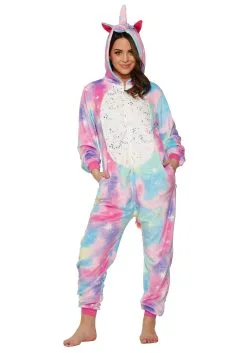 Orchid Bloom Cotton Candy Galaxy Unicorn Onesie For Adults
