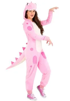 Fun Costumes Pink Dinosaur Onesie For Women
