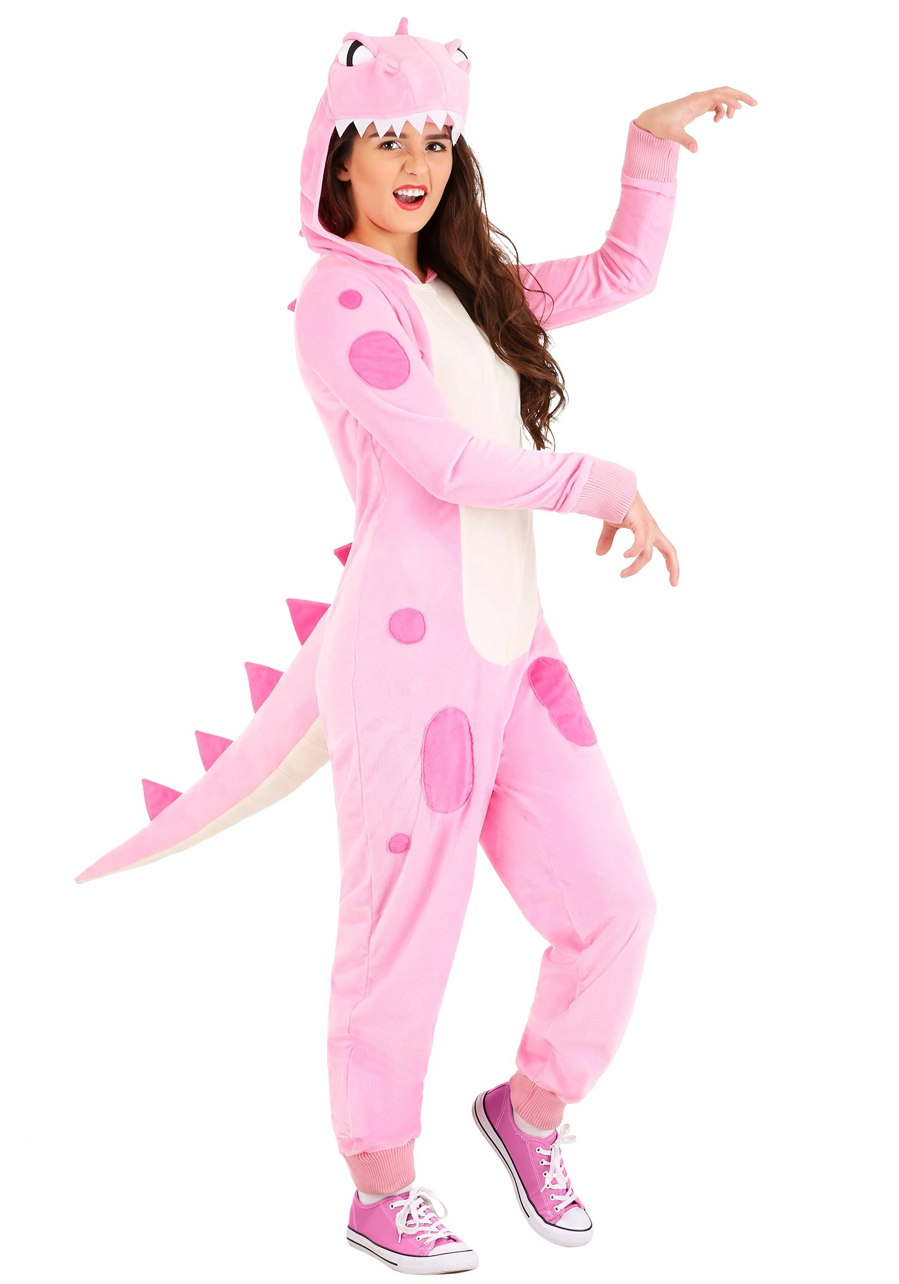 Fun Costumes Pink Dinosaur Onesie For Women